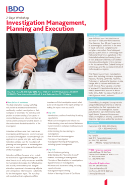 Investigation Management, Planning and Execution