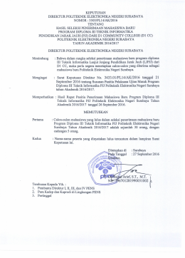 Hasil Seleksi - PMB PENS - Politeknik Elektronika Negeri Surabaya