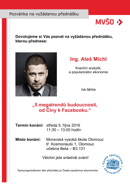 Ing. Aleš Michl - Moravská vysoká škola Olomouc