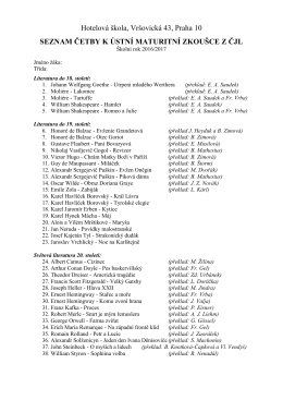 seznam četby k ústní maturitní zkoušce z čjl