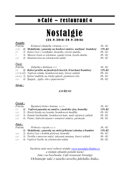 Polední menu - NOSTALGIE Restaurace Kladno