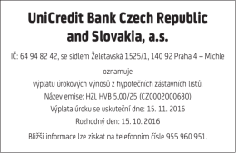 UniCredit Bank Czech Republic and Slovakia, as