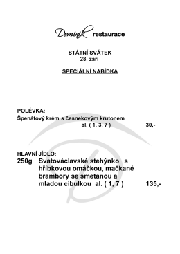 Speciální menu - Restaurace Dominik