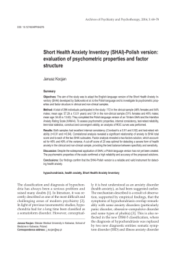 Short Health Anxiety Inventory (SHAI)-Polish version