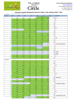 Kalendarz spotkań Matplaneta Pomorze i Śląsk w roku szkolnym 2016