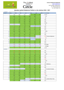 Kalendarz spotkań Matplaneta Podlasie w roku szkolnym 2016 – 2017