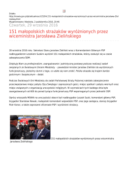 151 małopolskich strażaków wyróżnionych przez wiceministra