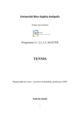 Dossier complet Tennis - Université Nice Sophia Antipolis