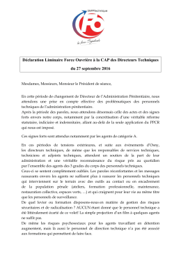 Déclaration liminaire CAP des Directeurs Techniques 27/09/2016
