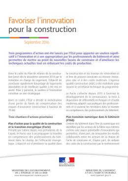 Favoriser l`innovation pour la construction