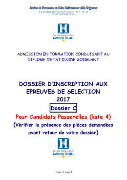 DOSSIER C INSCRIPTION AS 2017 pour Candidats passerelle