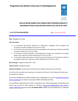 Réf N° IC/TCD10/2016/09/041 - Procurement Notices