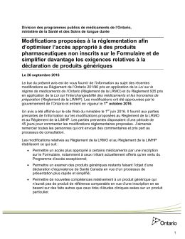 Notice from the Executive Office - Ministère de la Santé et des Soins