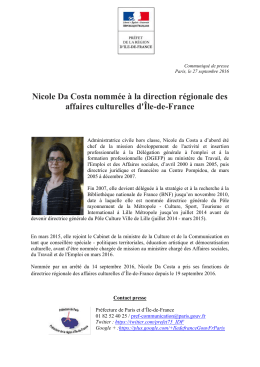Nomination de Nicole Da Costa à la DRAC PDF