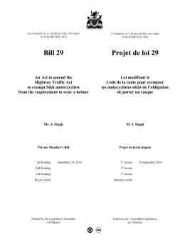 Bill 29 Projet de loi 29 - the Legislative Assembly of Ontario