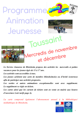 Programme Animation Jeunesse Toussaint