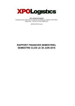 rapport financier semestriel semestre clos le 30 juin 2016