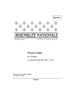 Procès-verbal de l`Assemblée - Assemblée nationale du Québec
