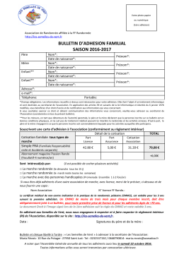 Bulletin d`adhésion familial