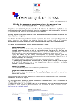 communiqué de presse - préfecture du Territoire de Belfort