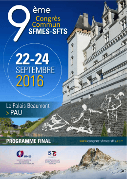 Programme - 9ème Congrès commun SFMES-SFTS