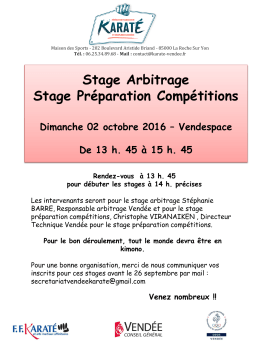 Stages Karaté Adulte 2016/2017 Vendespace