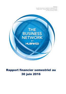 Rapport financier semestriel au 30 juin 2016