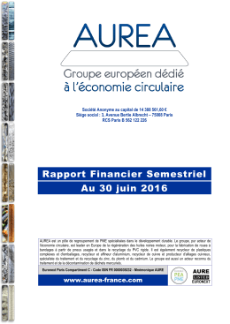Rapport Financier Semestriel Au 30 juin 2016