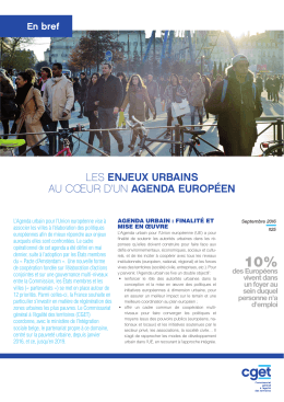 En bref | Les enjeux urbains au cœur d`un agenda européen