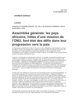 Assemblée générale: les pays africains, hôtes d - UNISPAL