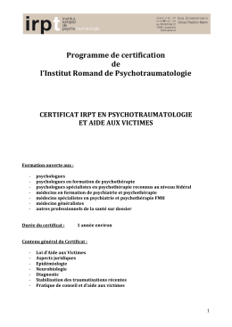 Programme de certification de l`Institut Romand de