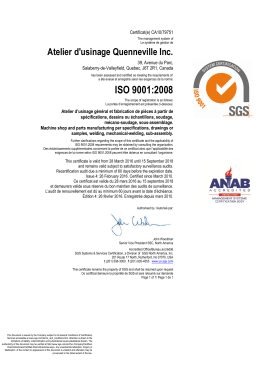 ISO 9001:2008 - Atelier d`usinage Quenneville inc.