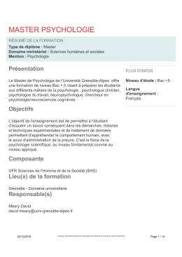 master psychologie - Université Grenoble Alpes
