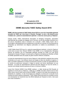 DEME décroche l`IADC Safety Award 2016