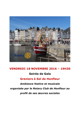 VENDREDI 18 NOVEMBRE 2016 – 19H30 Soirée de Gala Greniers