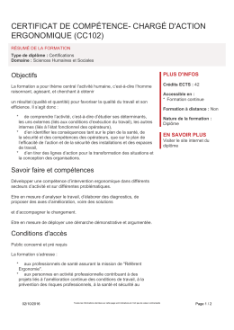 certificat de compétence- chargé d`action ergonomique (cc102)