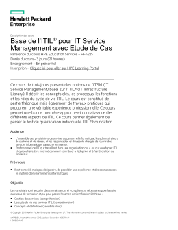 Base de l`ITIL® pour IT Service Management avec Etude de Cas