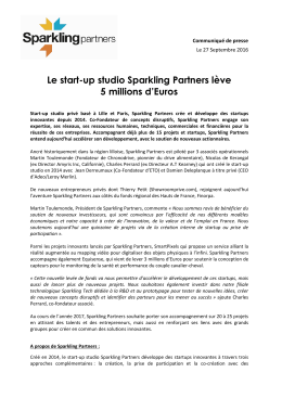 Le start-up studio Sparkling Partners lève 5 millions d`Euros