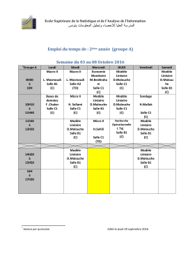 Emploi du temps de : 2ème année (groupe A)