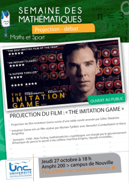 Projection - débat ProJectioN du film : « the imitatioN Game »