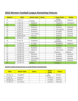 2016 Women Football League Remaining Fixtures
