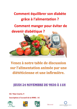 Table de discussion sur l`alimentation le jeudi 24 novembre