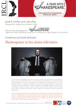 Shakespeare et les séries télévisées - Montpellier - IRCL