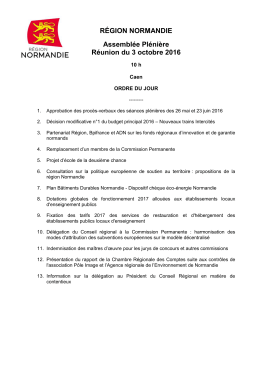 RÉGION NORMANDIE Assemblée Plénière Réunion du 3 octobre