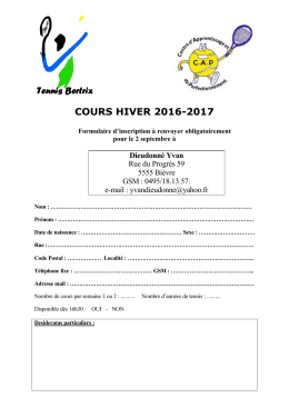 COURS HIVER 2016-2017