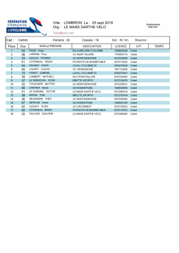 classement regionaux - Le Mans Sarthe Vélo