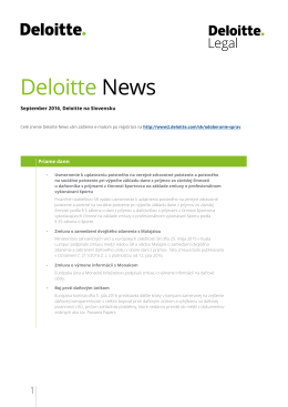 Deloitte News September 2016 Novinky z priamych a nepriamych