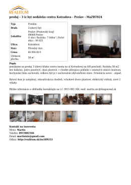 predaj – 3 iz byt neďaleko centra Kotradova - Prešov