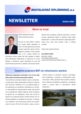 newsletter - Bratislavská teplárenská, as