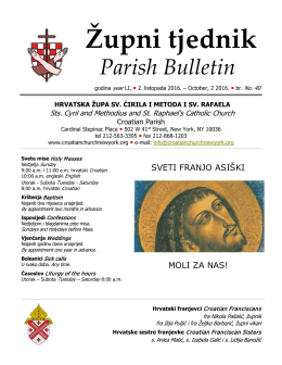 opširnije u našem tjedniku - Croatian Church New York Home